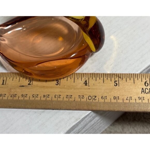 Vintage Art Glass Amber Yellow Bohemia Crystal Swan Trinket Dish 4.5” Tall - Picture 8 of 9